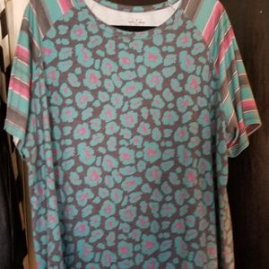 FINAL PRICE DROP Crazy Train green/pink animal print tunic